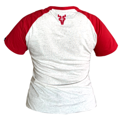 Playera Ranglan Avena/Rojo Dama