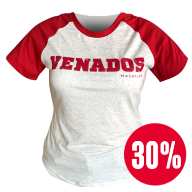 Playera Ranglan Avena/Rojo Dama