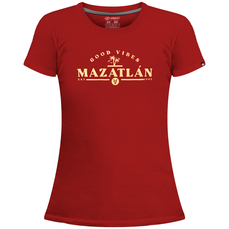 Playera Mazatlán Good Vibes Rojo Dama